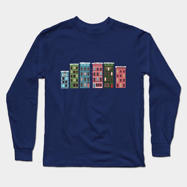 Christmas in New York City Long Sleeve T-Shirt by YuanXuDesign